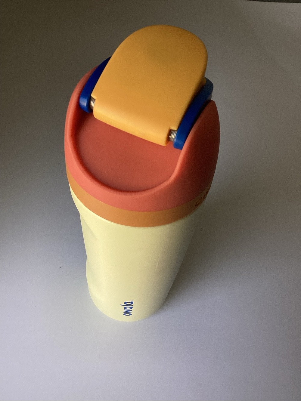 Owala Insulated Water Bottle - Yellow with Orange & Blue Lid